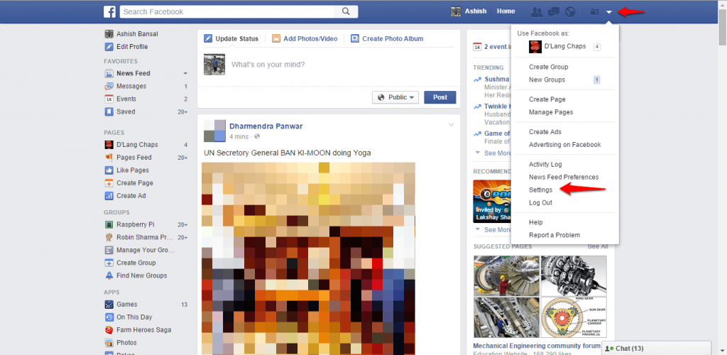 How to change name and other particulars in Facebook - image 1